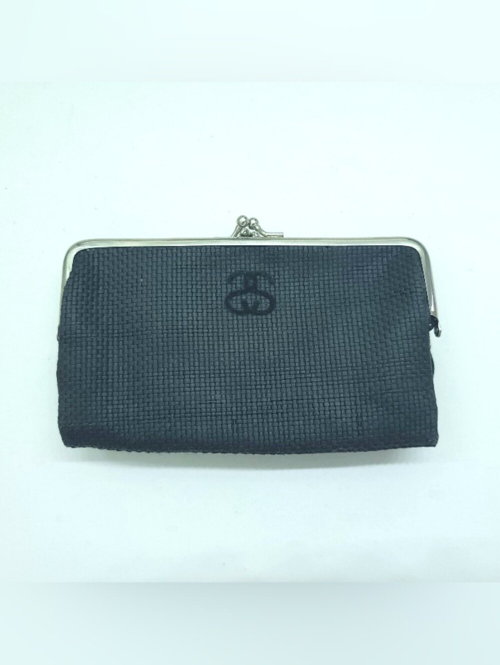 Stussy Vintage Womens Kiss Clutch Woven Wallet Black SS Double S 100% Paper